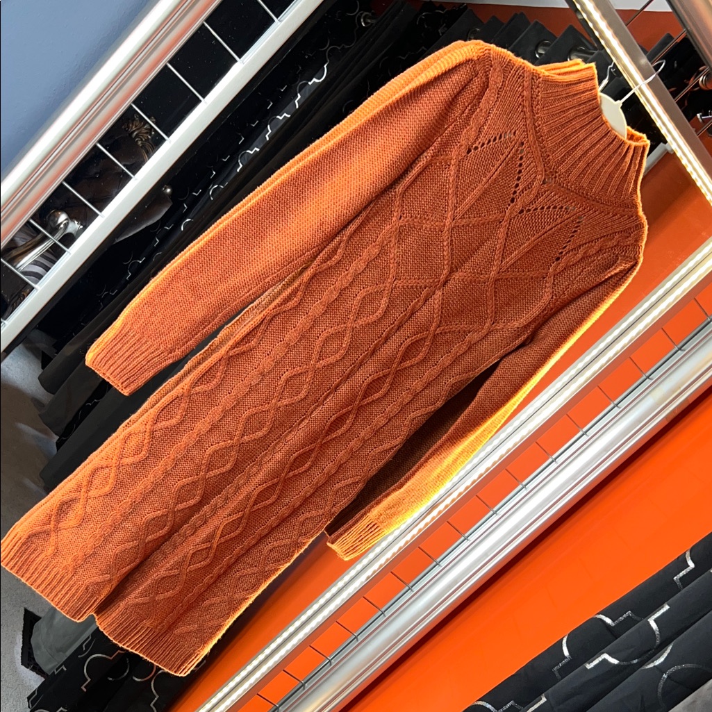 Radiant Autumn Luxe Moda International Rust Orange Chunky Knit Sweater